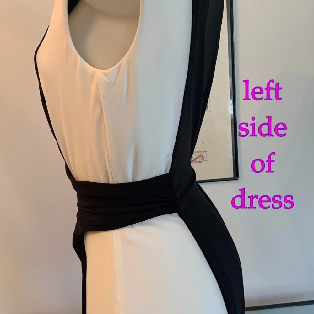 New with tags! Ralph Lauren versatile Dress black/white cascade-drape Size 8 - Picture 4 of 12